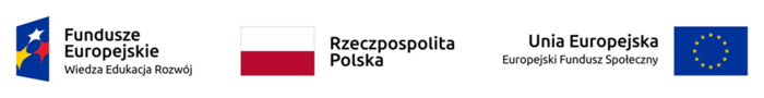 Logotypy unii europejskiej, flaga polska i logotyp europejskiego funduszu społecznego